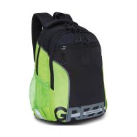 Школьный рюкзак GRIZZLY RB-259-1 черный-салатовый-серый, 27х40х16