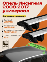 Багажник на крышу ЕвроДеталь Compact для Опель Инсигния универсал 2008-2017, крыловидные дуги 1.35м, арт:ET.1871