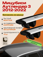 Багажник на крышу ЕвроДеталь Compact для Мицубиси Аутлендер 3 2012-2022 (Рейлинги без просвета), крыловидные дуги 1.35м, арт:ET.1855