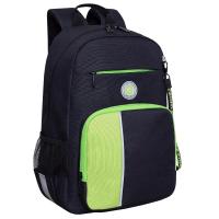 Школьный рюкзак GRIZZLY RB-355-2 черный-салатовый, 25х40х13