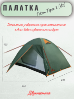 Палатка туристическая Totem Tepee 2 (V2), 220х230х120, зеленая, арт:TTT-020 Палатка туристическая Totem Tepee 2 (V2), 220х230х120, зеленая, арт:TTT-020