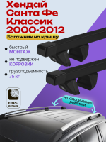Багажник на крышу ЕвроДеталь Compact Classic для Хендай Санта Фе Классик 2000-2012, прямоугольные дуги 1.25м, арт:ET.0416