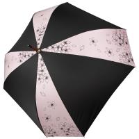 Зонт-трость женский полуавтомат Три Слона, черный-розовый, арт:L2840A-4