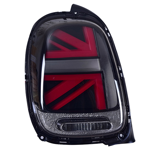 Задние фонари Мини Купер F55, F56 2013-2018 модель №2, комплект:Л+П, темно-красные, светодиодные, динамичный поворотник, Union Jack, арт:MF-TL-000508