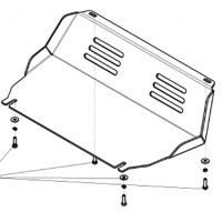 Защита радиатора Motodor для Мицубиси Паджеро Спорт 2016-2024, алюминий 5мм, арт:MO.31326-2