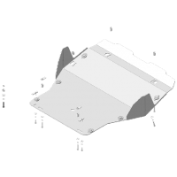 Защита картера и КПП Motodor для Фольксваген Транспортер Т5 2003-2015, алюминий 5мм, арт:MO.32723-3